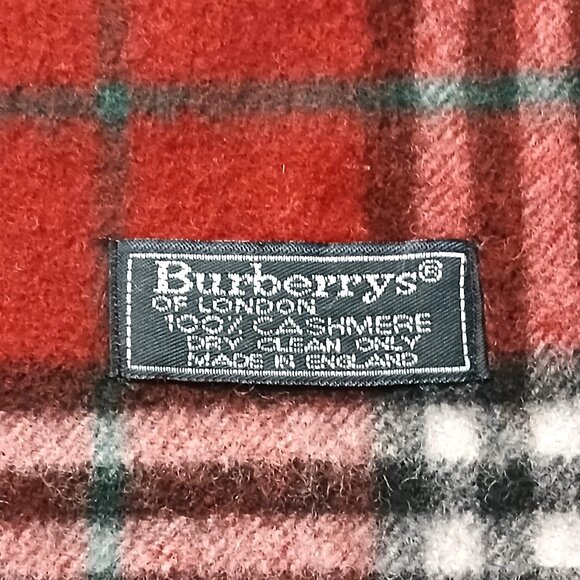 Vintage Burberry Dark Red Plaid Fall Winter Luxury Scarf Scarves - Picture 5 of 5